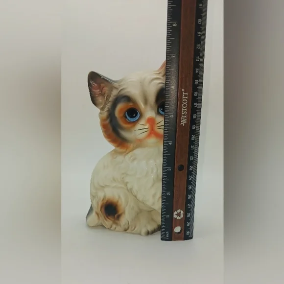 Reis Japan Vintage Porcelain Blue Eye Calico Cat Mid 20TH Century - Picture 2 of 7